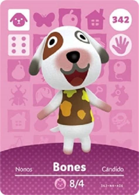 Acnh Bones Amiibo Card Animal Crossing Etsy