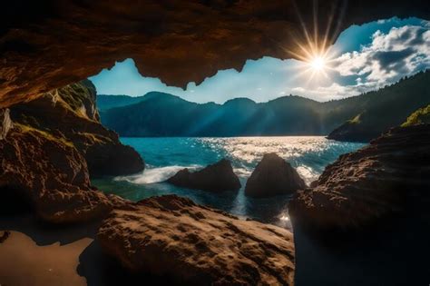 Premium Ai Image The Sun Shines Through A Cave