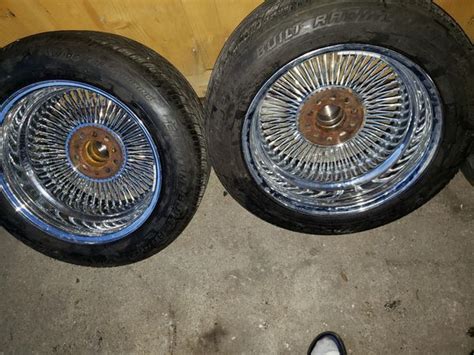 Brand New 17 Chrome 100 Spoke Wire Wheels And Good Vogue Tires For