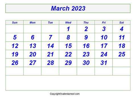 March 2023 Calendar Free Printable With Holidays 2024 Blank Monthly