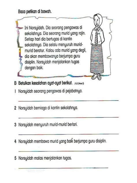Ujian pemahaman bahasa malaysia tahun 5 sjk mengikut format upsr 2016. Lembaran Kerja Kssr Latihan Bahasa Melayu Tahun 3