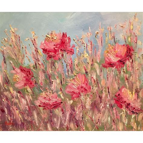 Wild Poppies Abstract Original Oil Painting By Artist Sarah Kadlic