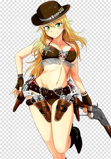 Pin Up Girl Brown Hair Cartoon Anime Cowgirl Transparent Background