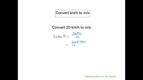 Since 1983, the metre has been officially defined as the length of the path travelled by light in. Convert kmh to ms (Speed Conversion) - YouTube