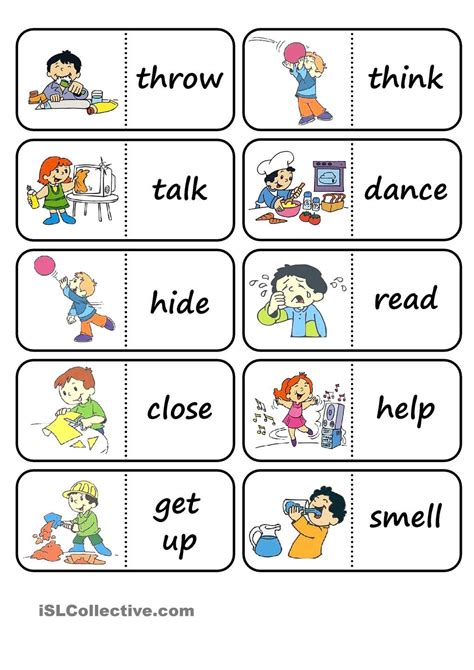 Action Words Domino Ingles Para Preescolar Fichas Ingles Infantil