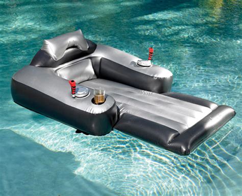 Floating pool lounge chairs and pool mats. Motorized Lounge Chair Pool Float