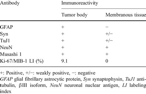 Summary Of Immunohistochemical Findings Download Table