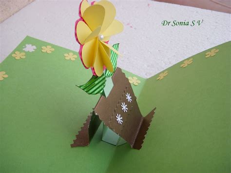 To make sure that you do not glue the flaps down, apply the glue only to the inside of the card and then carefully place it on the outer card. Cards ,Crafts ,Kids Projects: Pop Up Card - Growing Flower Card and Tutorial
