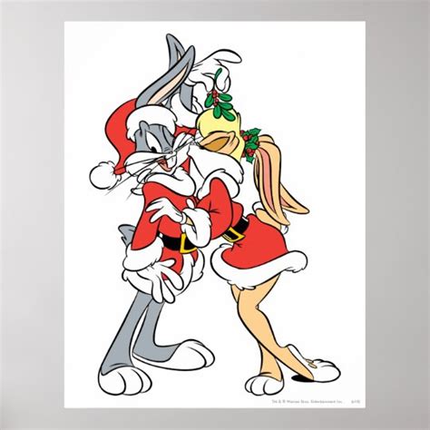 Bugs Bunny™ And Lola Mistletoe Kiss Poster Zazzleca