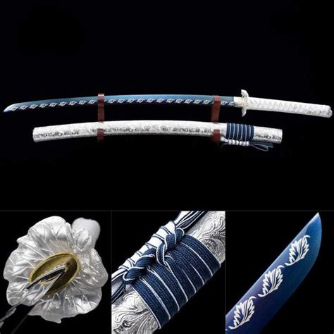 Handmade High Manganese Steel Flower Tsuba Real Japanese Samurai Katan