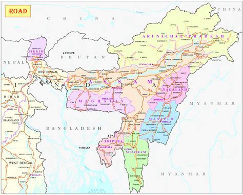 District Map North East India
