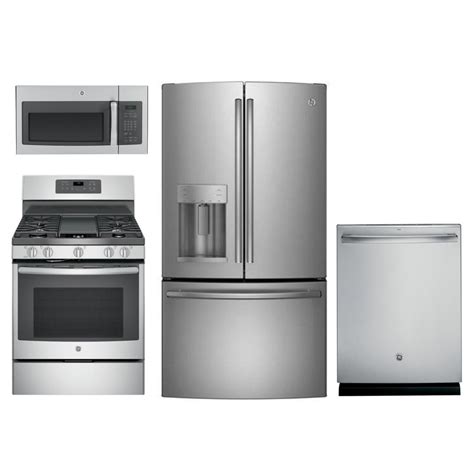 At us appliance you don't need to be a builder to take advantage of huge savings on our appliance packages. GE 4 Piece Kitchen Appliance Package with Gas Range with ...