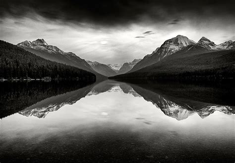 Bowman Lake Reflections Black And White Landscape Photography By Jay