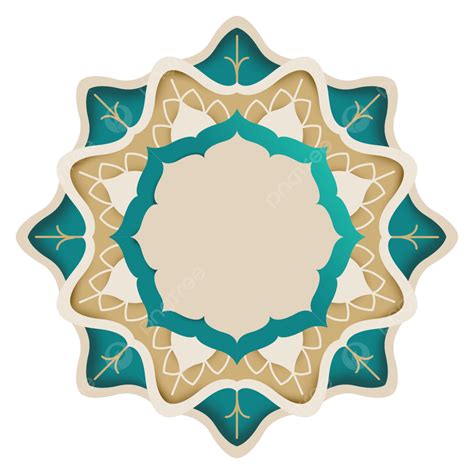Gambar Ornamen Mandala Islami Dengan Warna Emas Dan Tosca Mandala