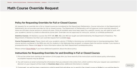 Math Override Request Form Announce University Of Nebraska Lincoln