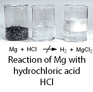 The balanced chemical equation is: reaction of magnesium Mg with hydrochloric acid HCl ...