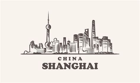 Premium Vector Sketch City Scape Of Shanghai China The Building In