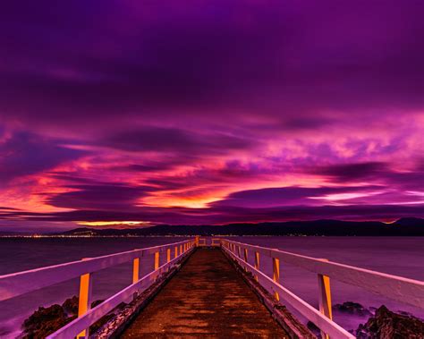 Free Download Purple Sunset Over Pier Computer Wallpapers Desktop