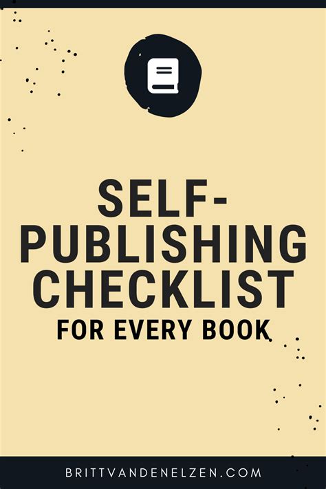 A Self Publishing Checklist For Every Book Britt Van Den Elzen