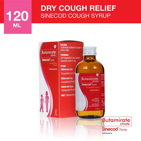 Sinecod Syrup Forte 75mg X 120ml Dry Coughmakating Lalamunanmatagal
