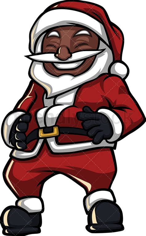 Black Santa Claus Laughing Hard Cartoon Clipart Vector Friendlystock