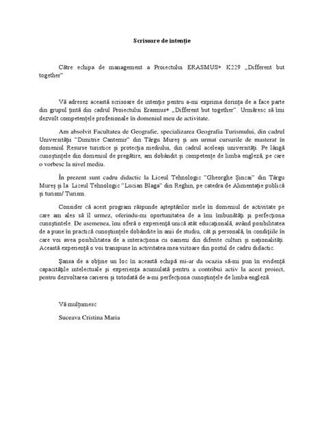Scrisoare de intenție