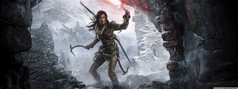 Rise of the Tomb Raider Lara Croft at a Cave Entrance Ultra HD Desktop ...