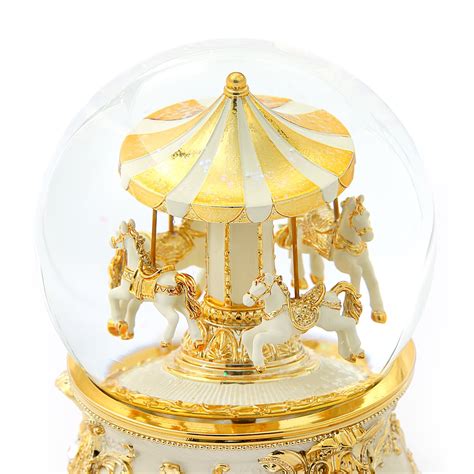 Gorgeous Golden Carousel Music Snow Globe Classical Pattern Decoration