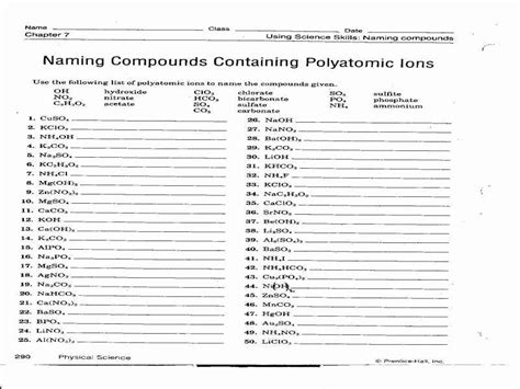 Nomenclature Worksheet Monatomic Ions