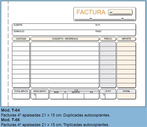 Talonarios De Facturas Loan Modelos T T T T T T T