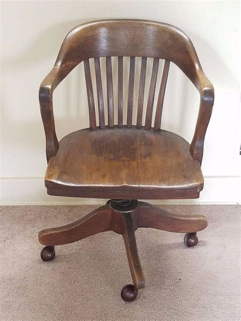 With any wood chair such as a wood bankers chair are weight rated to hold up to 200lbs and have pneumatic seat height adjustment. Vintage Antique Barrel Oak Wood Swivel Office Bankers ...