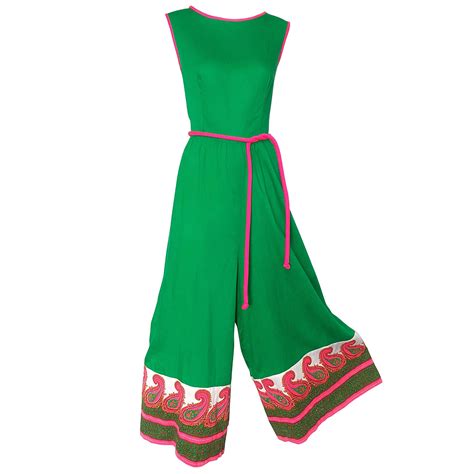 alfred shaheen 1960s large size kelly green pink vintage 60s palazzo jumpsuit at 1stdibs 60s