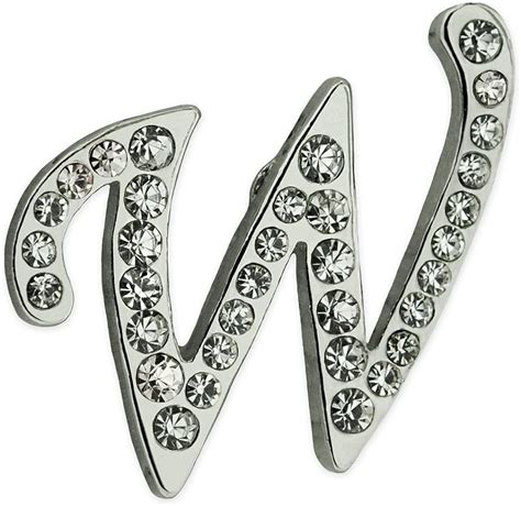 Amazon Com Pinmart S Silver Plated Rhinestone Alphabet Letter W Lapel Pin Jewelry