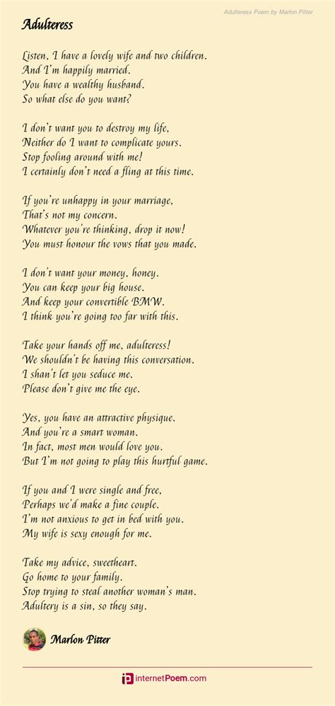 Adulteress Poem By Marlon Pitter