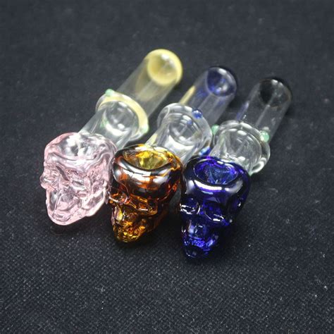 Skull Pyrex Oil Burner Pipes Head Spoon Dry Herb Hand Pipe Glass