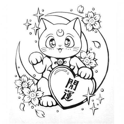 Maneki Neko X Sailor Moon Tattoo Lineart By Asaren Art On Deviantart