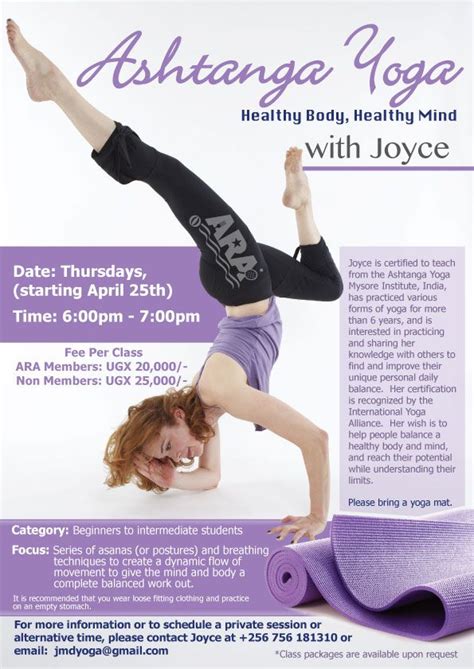 Ashtanga Yoga Healthy Body Healthy Mind Date Thursdays Starting