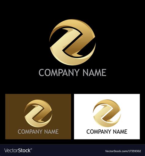 Gold Round Circle Letter Z Logo Royalty Free Vector Image