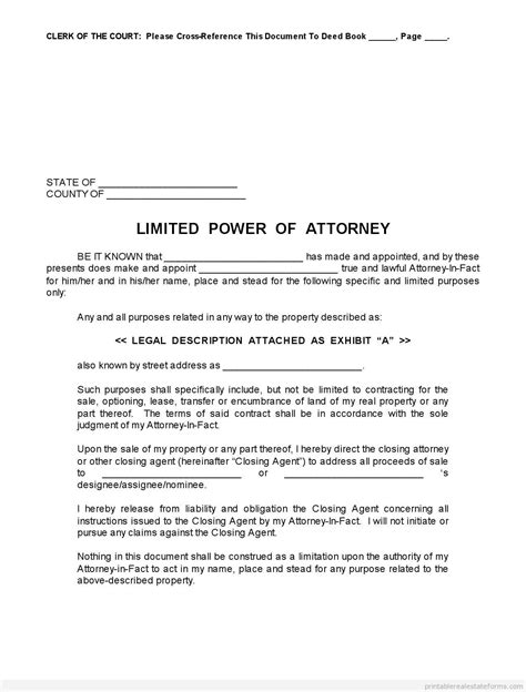 Real Estate Power Of Attorney Template