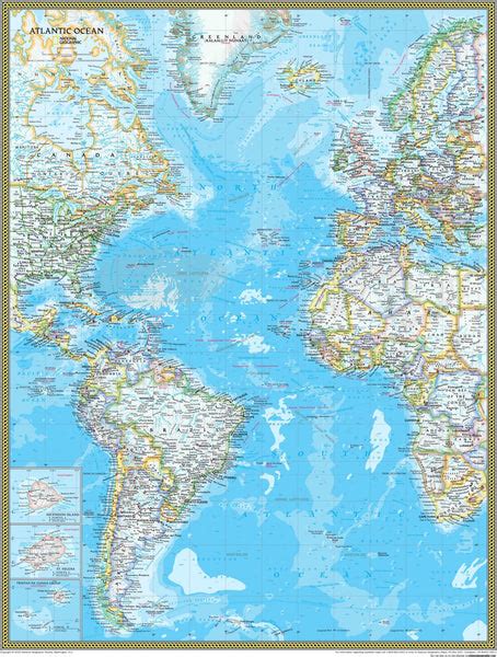 Atlantic Ocean Political Atlas Wall Map