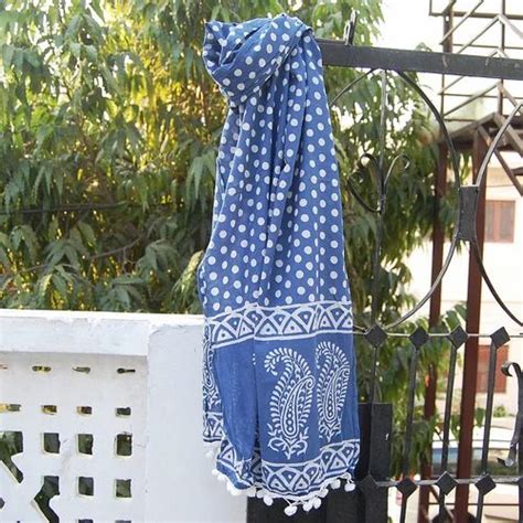 Dvk Handicraft Printed Indigo Blue Cotton Scraves At Rs 235piece In Jaipur