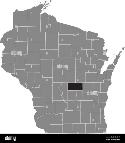 Black Highlighted Location Map Of The Waushara County Inside Gray