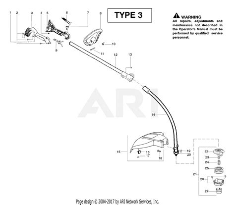Poulan Ppb150e Gas Trimmer Type 3 Parts Diagram For Handle And Shaft