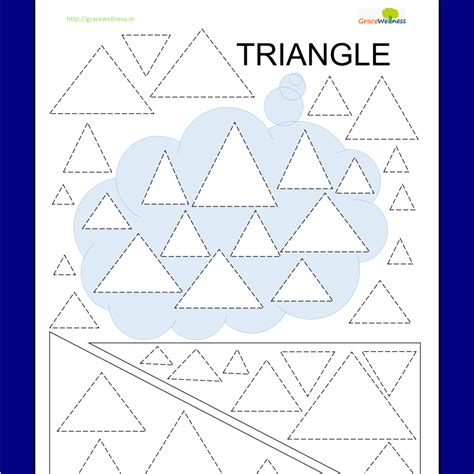 Triangle Tracing Worksheet Pdf Printable For Kindergarten Download