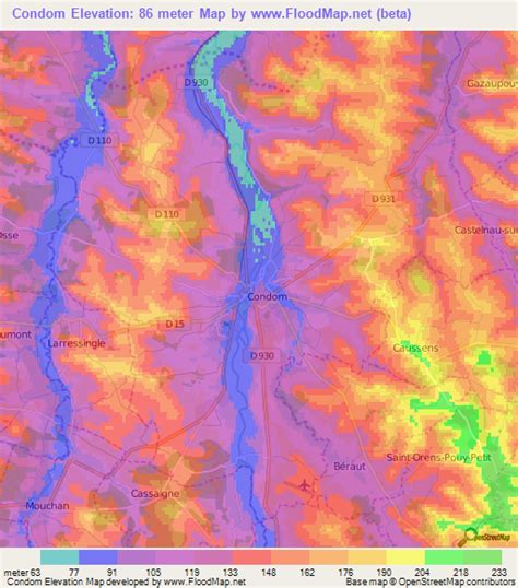 Elevation Of Condom France Elevation Map Topography Contour