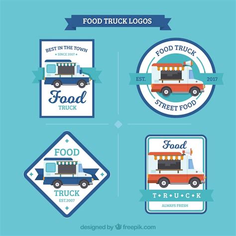 Free Vector Modern Set Of Food Truck Logos