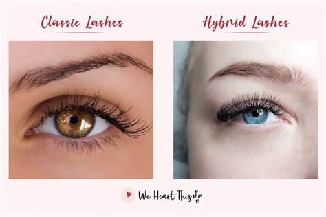 classic lashes vs hybrid lashes compare the differences in these lash styles
