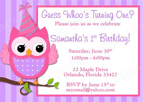 Free Printable Owl Birthday Party Invitations
