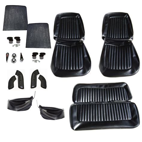 Deluxe Black Seat Vinyl Upholstery Kit Front And Rear 68 77 Bronco