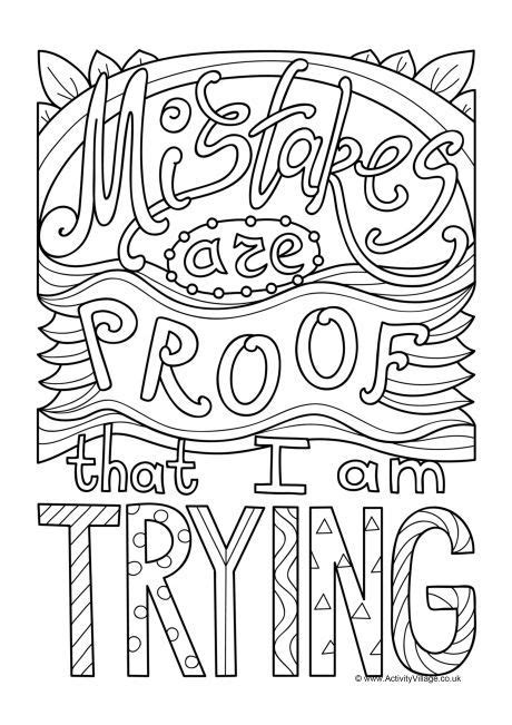 Mistakes Are Proof That I Am Trying Colouring Page Coloring Pages